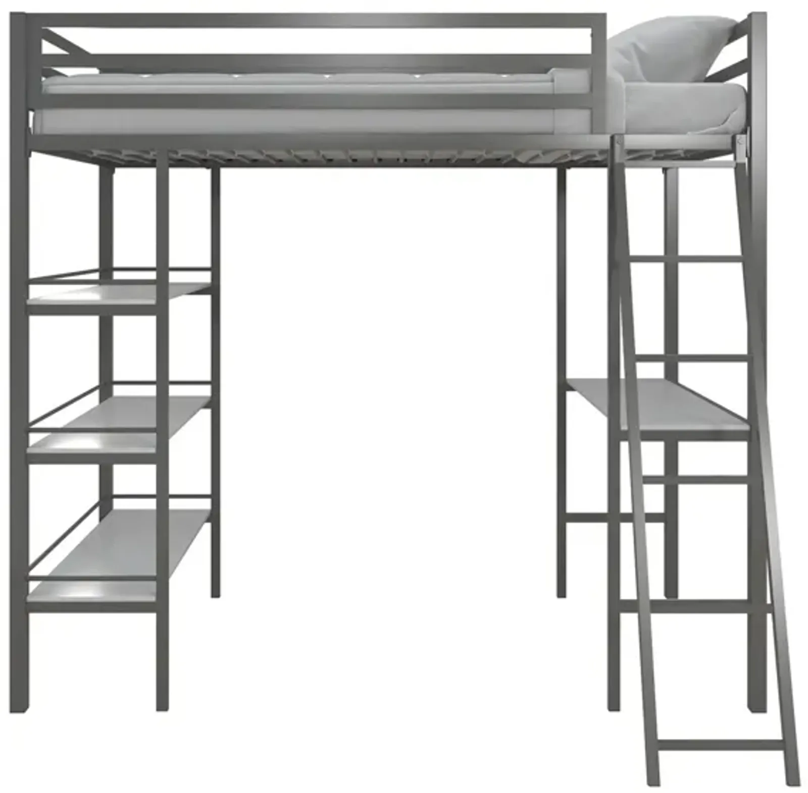 Little Seeds Nova Metal Loft Bed w/ Shelves