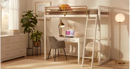 Little Seeds Monarch Hill Haven Metal Loft Bed in White/Gold by DOREL HOME FURNISHINGS