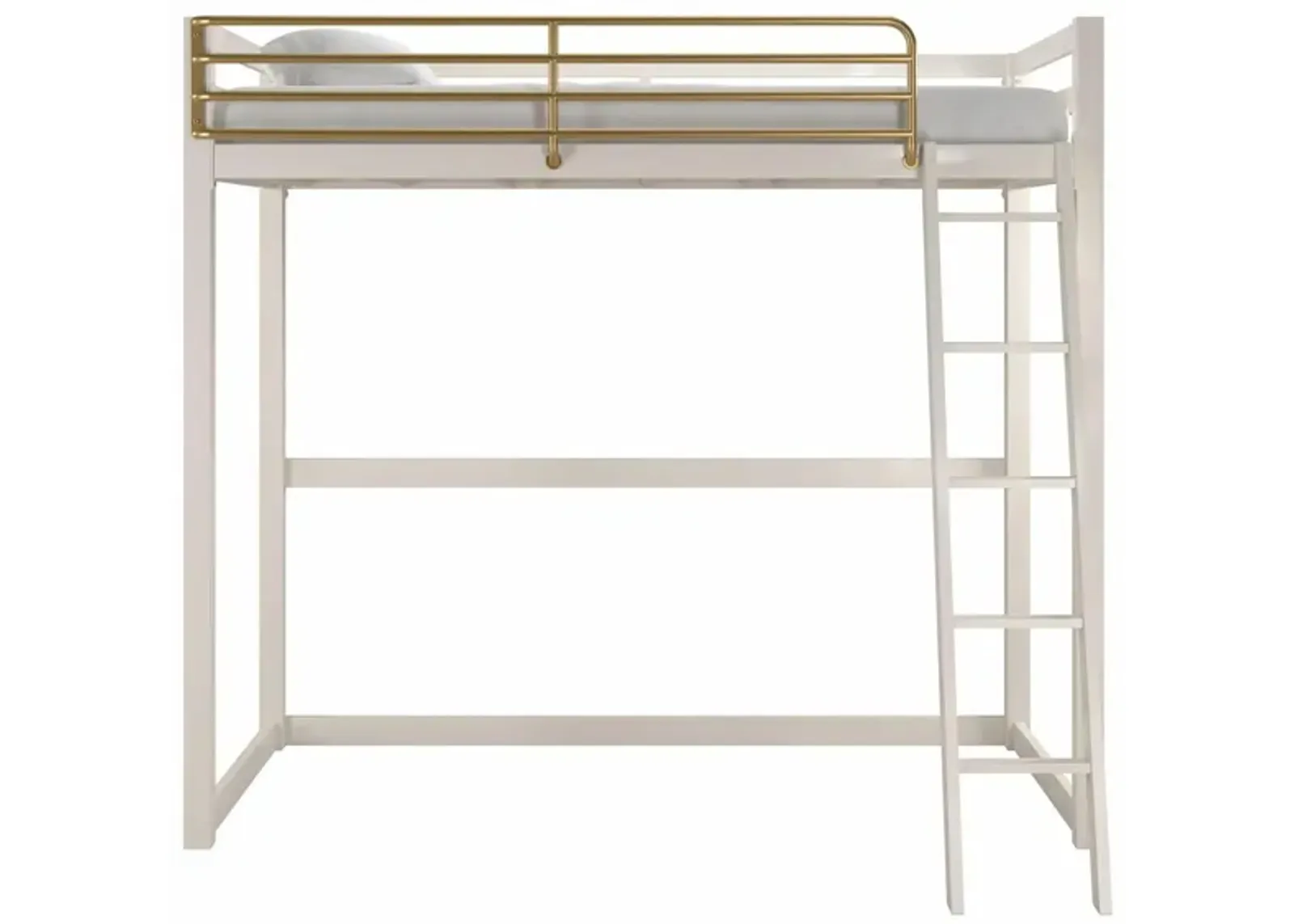 Little Seeds Monarch Hill Haven Metal Loft Bed in White/Gold by DOREL HOME FURNISHINGS