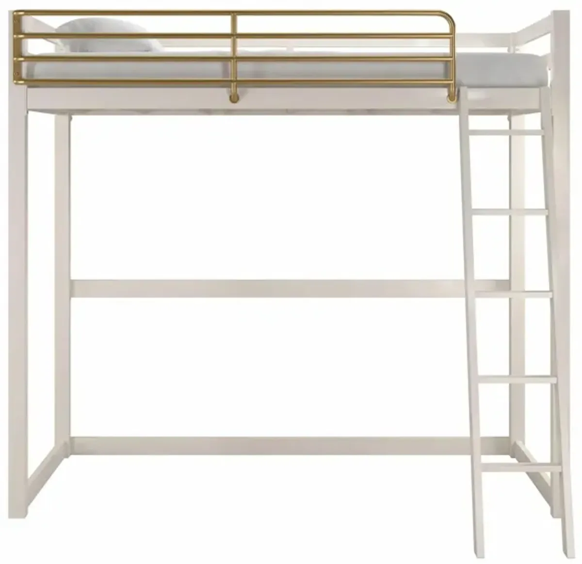 Little Seeds Monarch Hill Haven Metal Loft Bed in White/Gold by DOREL HOME FURNISHINGS