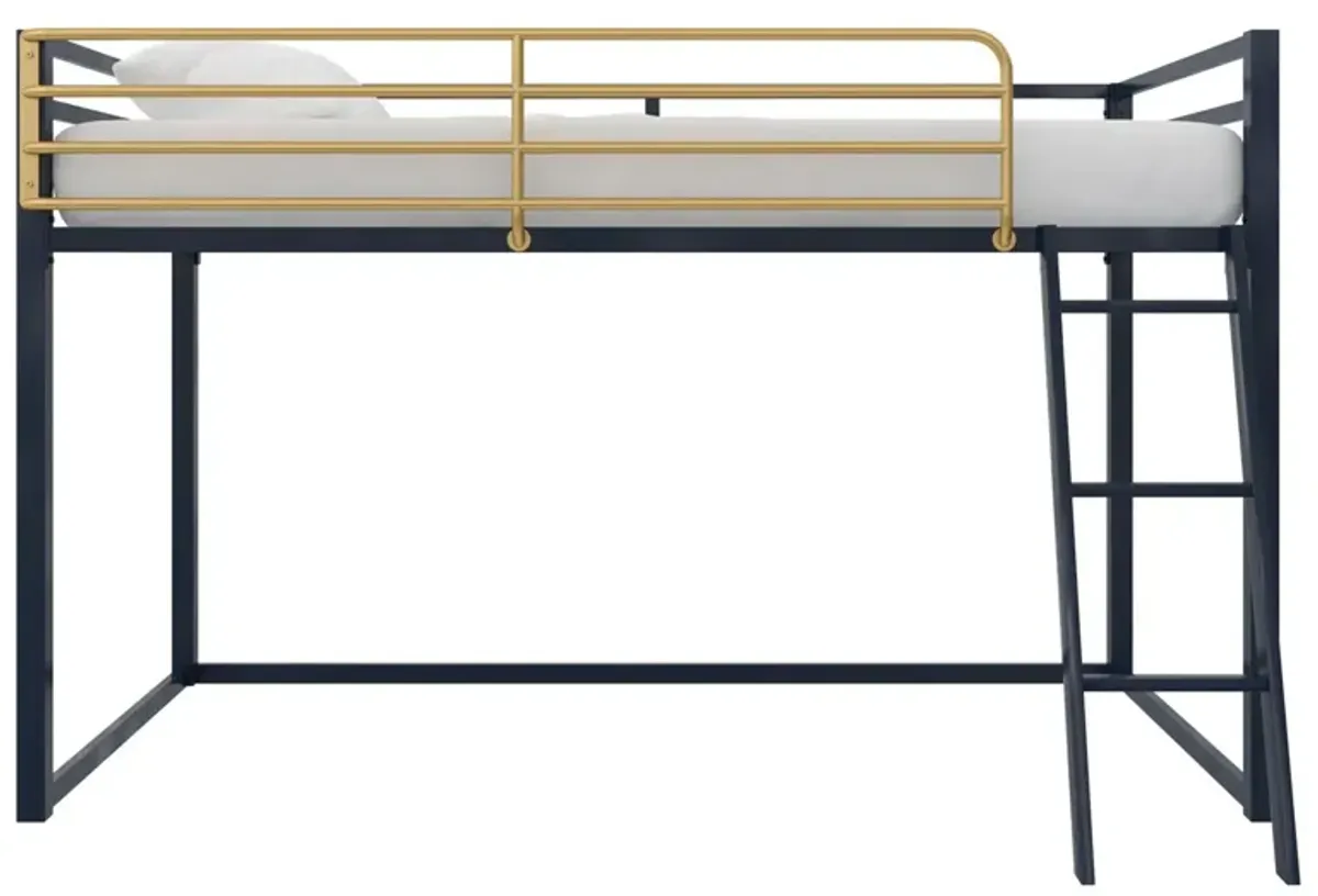 Little Seeds Monarch Hill Haven Metal Junior Loft Bed in Navy by DOREL HOME FURNISHINGS