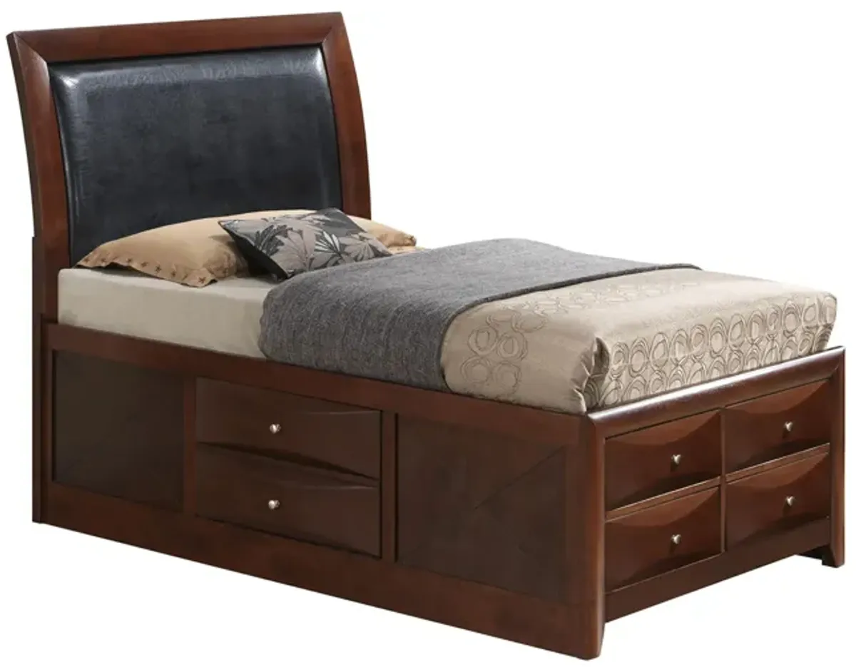 Marilla Upholstered Captain's Bed in Cherry by Glory Furniture