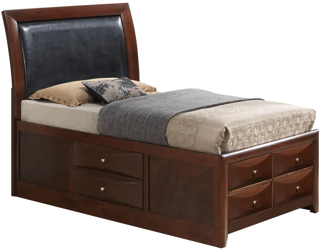 Marilla Upholstered Captain's Bed in Cherry by Glory Furniture
