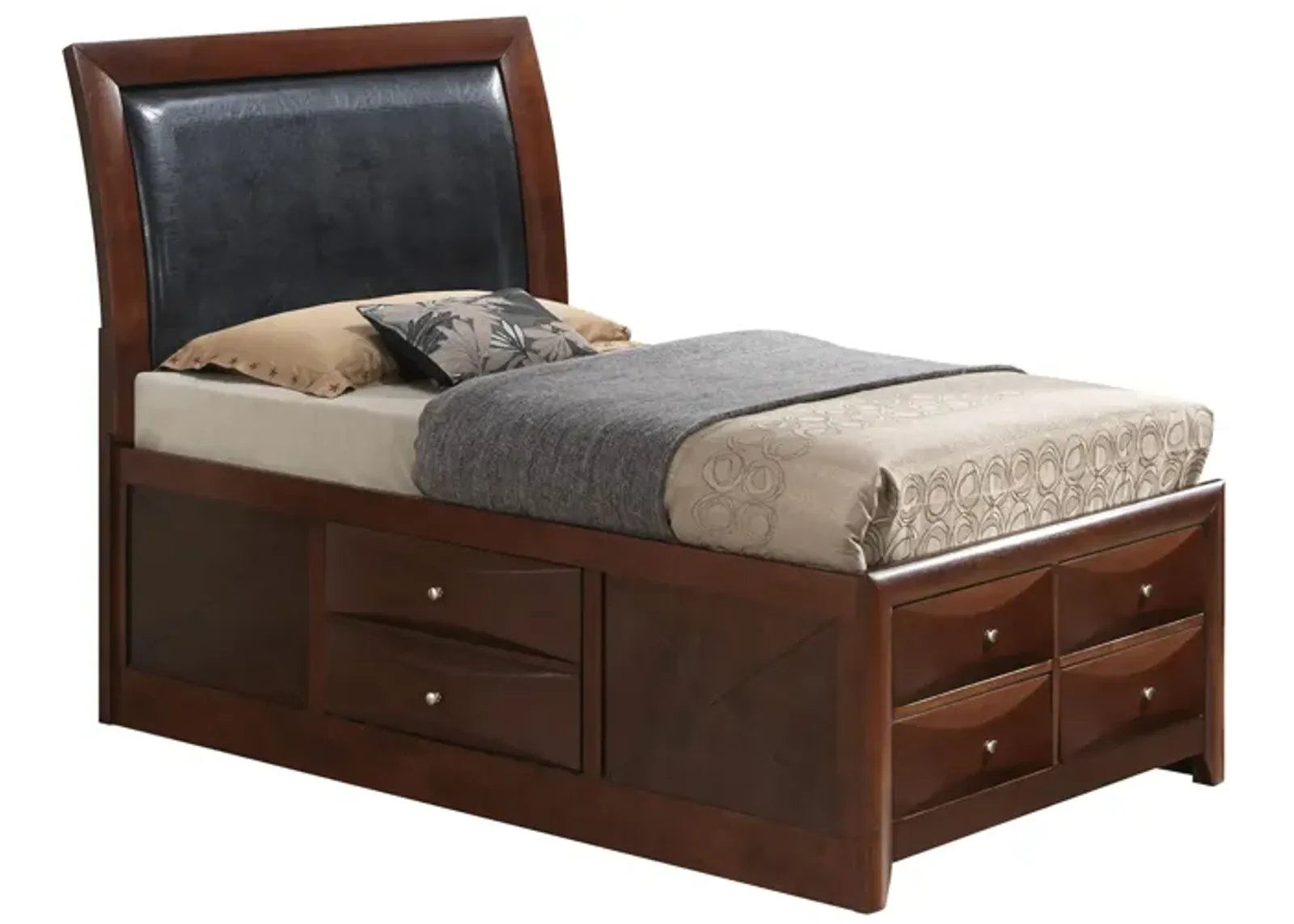 Marilla Upholstered Captain's Bed in Cherry by Glory Furniture