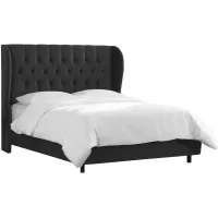 Thayer Wingback Bed in Velvet Black by Skyline