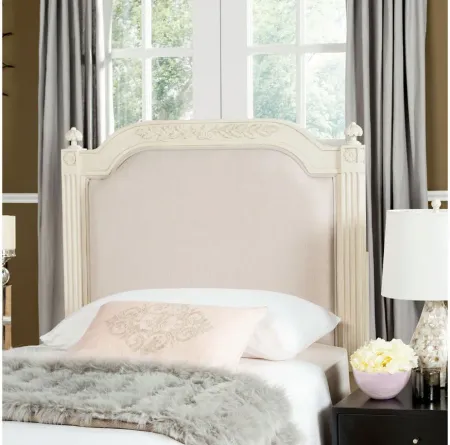 Rustic Wood Upholstered Headboard in Taupe by Safavieh