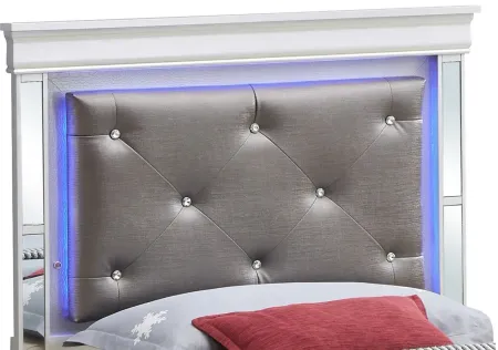 Verona Twin Bed w/ LED Lighting in Silver Champagne by Glory Furniture