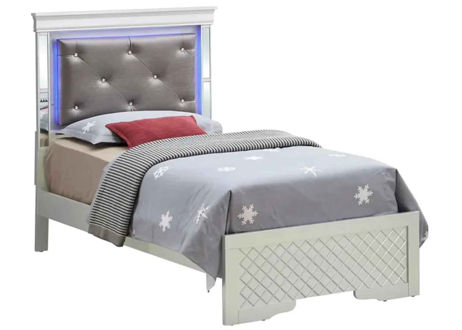 Verona Twin Bed w/ LED Lighting in Silver Champagne by Glory Furniture