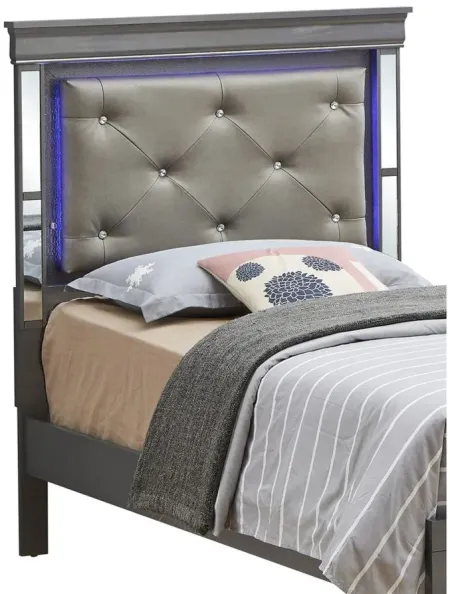 Verona Twin Bed w/ LED Lighting in Metallic Black by Glory Furniture