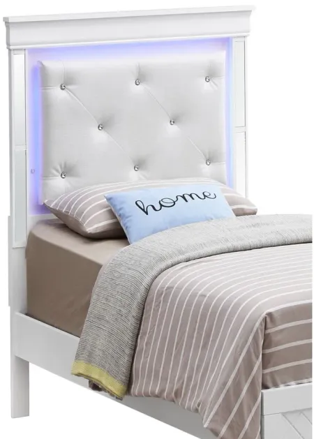Verona Twin Bed w/ LED Lighting in White by Glory Furniture