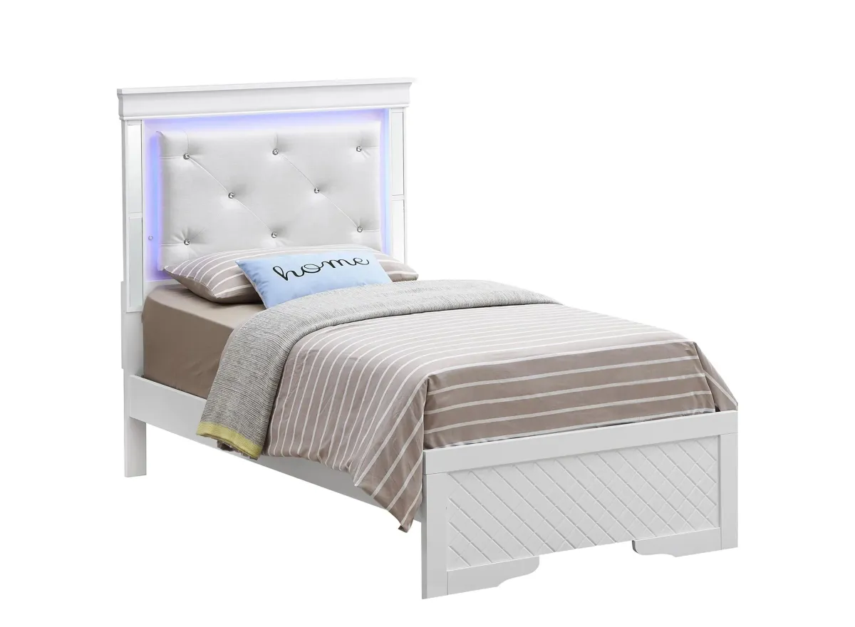 Verona Twin Bed w/ LED Lighting in White by Glory Furniture