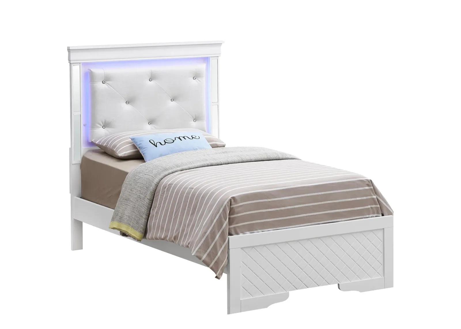 Verona Twin Bed w/ LED Lighting in White by Glory Furniture