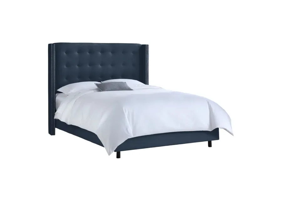 Cranford Wingback Bed in Linen Navy by Skyline