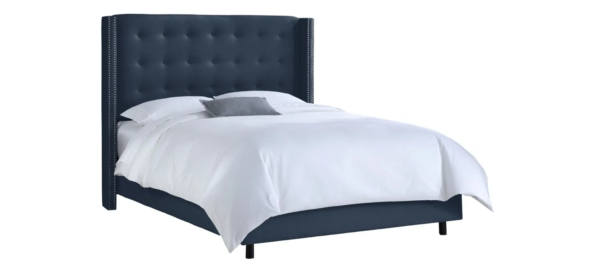 Cranford Wingback Bed in Linen Navy by Skyline