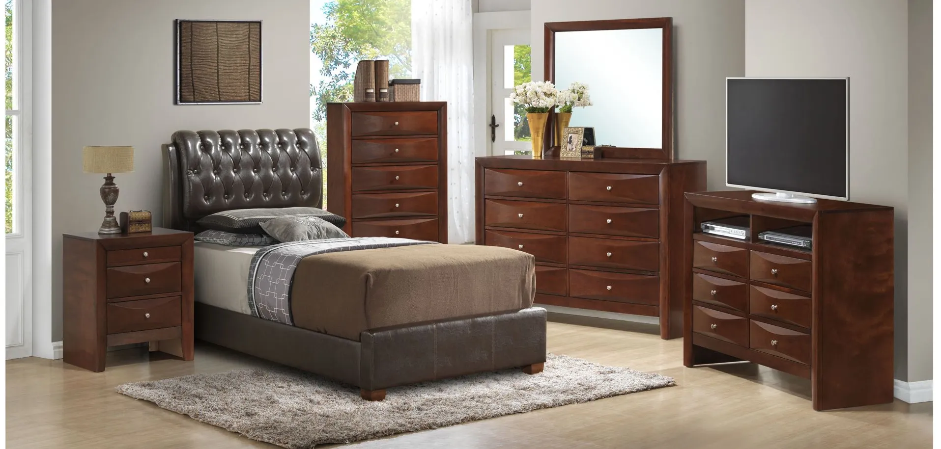 Marilla Upholstered Bed in Cappuccino by Glory Furniture