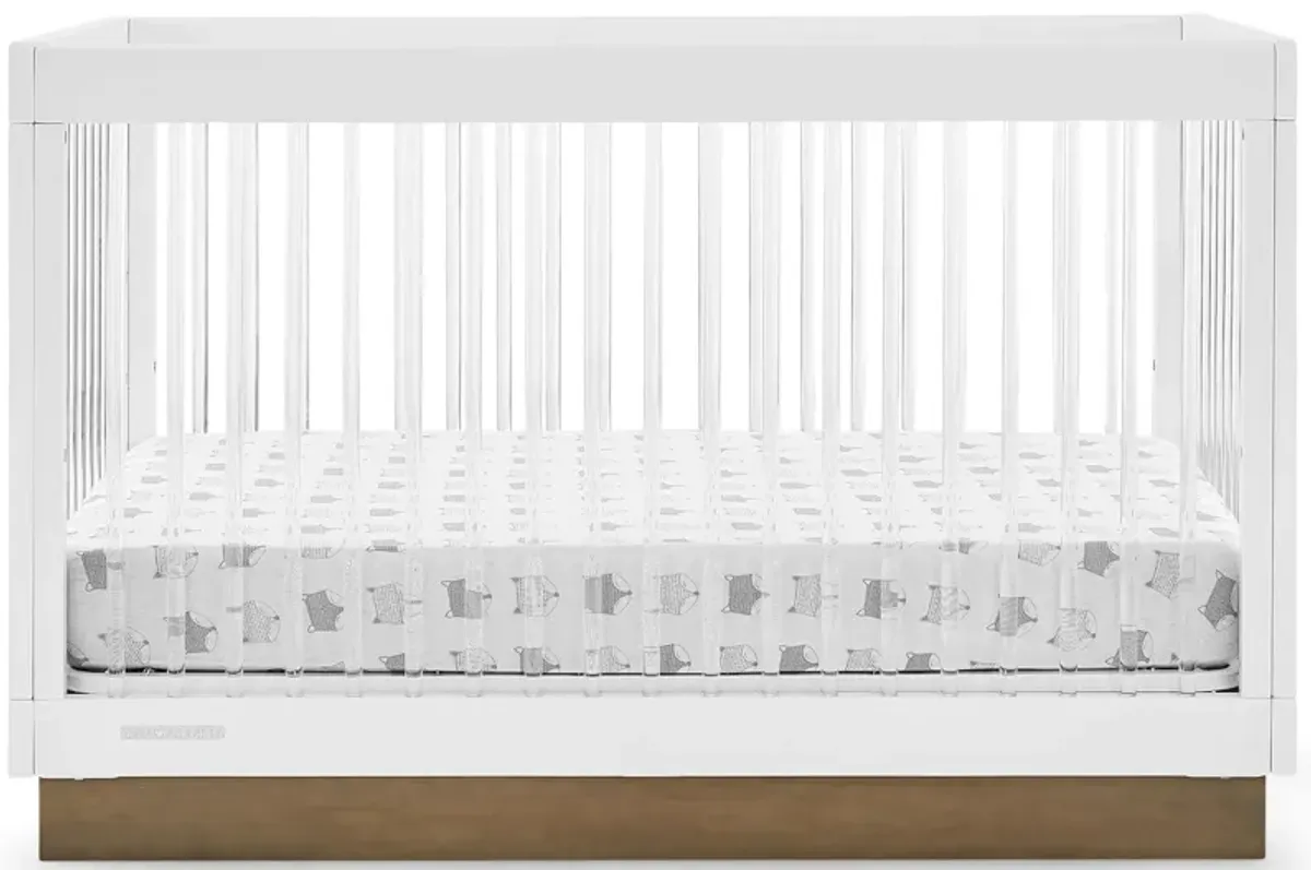 James Acrylic 4-in-1 Convertible Crib By Delta Children in Bianca White/Acorn by Delta Children