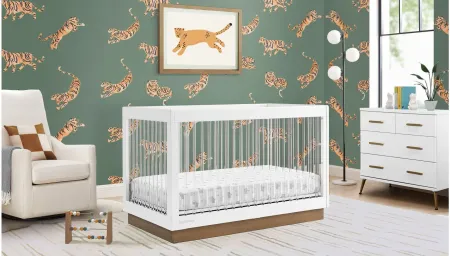 James Acrylic 4-in-1 Convertible Crib By Delta Children in Bianca White/Acorn by Delta Children