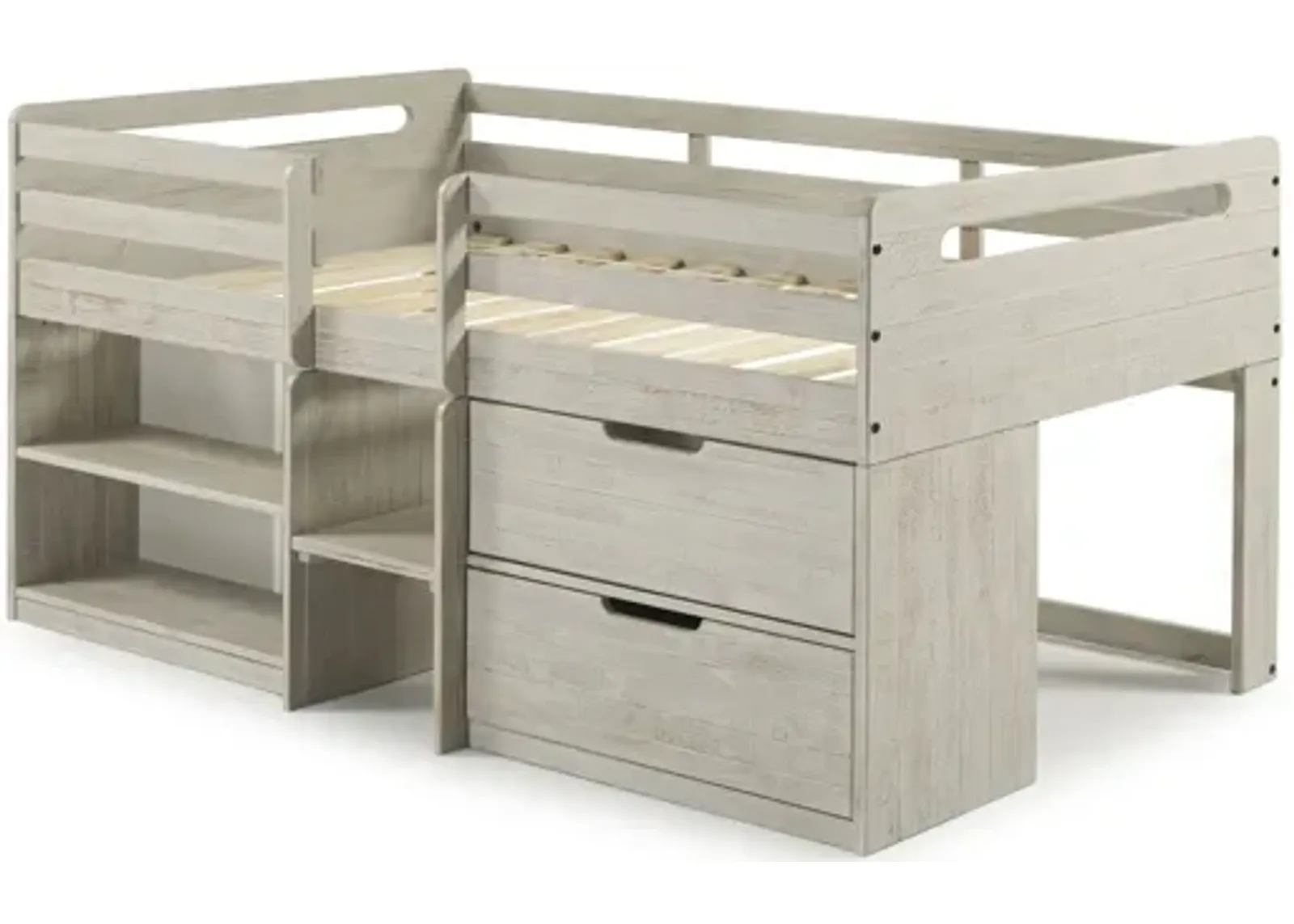 Handles Low Loft Bed in Light Gray by Donco Trading