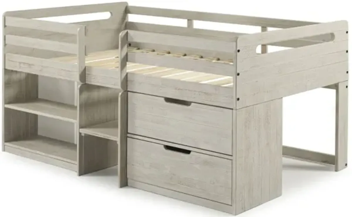 Handles Low Loft Bed in Light Gray by Donco Trading