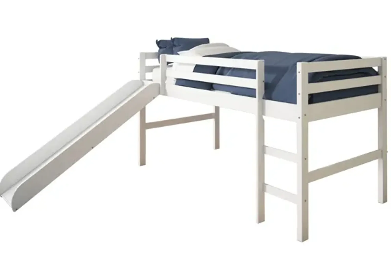 Tent Low Loft Bed with Slide in White by Donco Trading