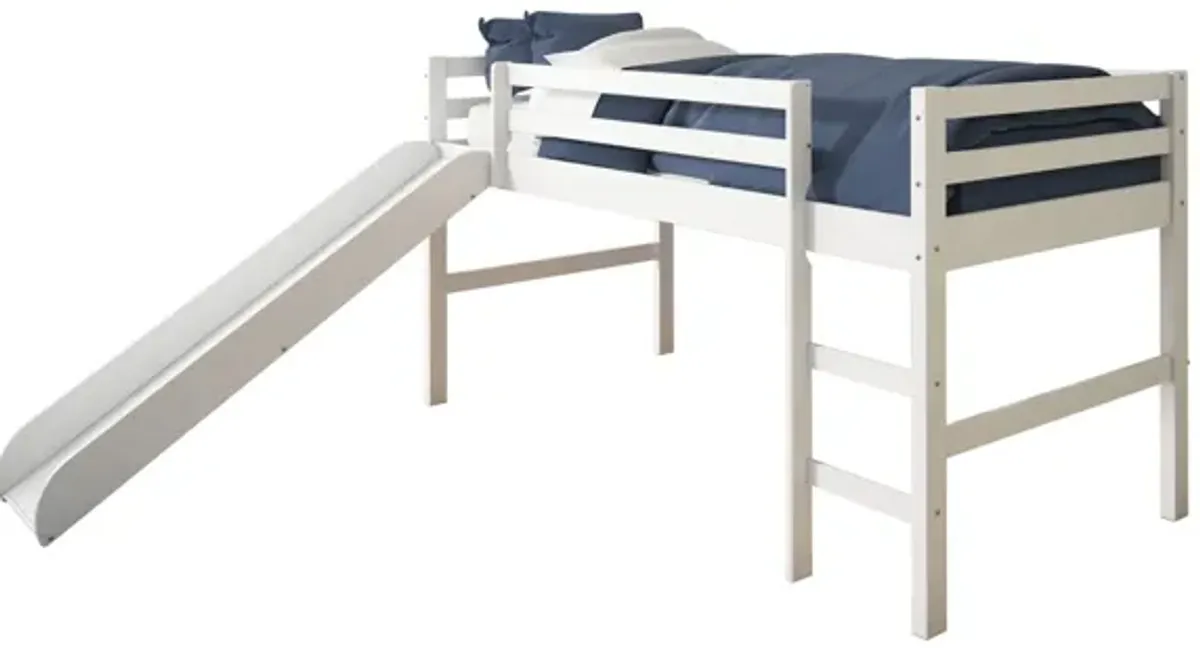 Tent Low Loft Bed with Slide in White by Donco Trading