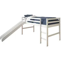 Tent Low Loft Bed with Slide in White by Donco Trading