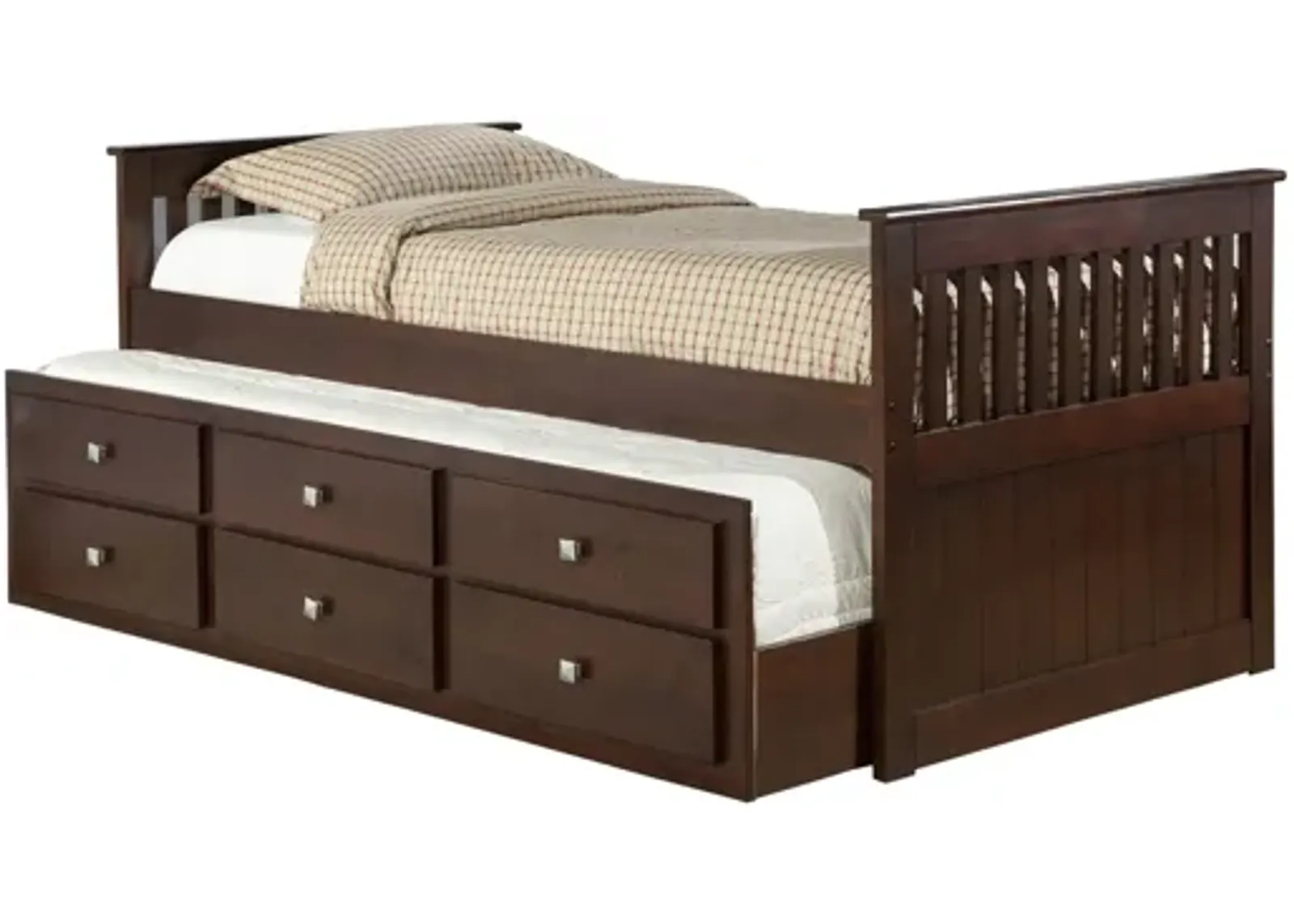 Captain Trundle Bed in Cappuccino by Donco Trading