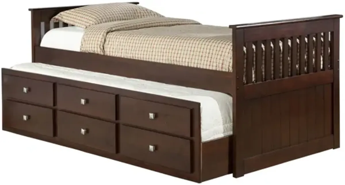 Captain Trundle Bed in Cappuccino by Donco Trading