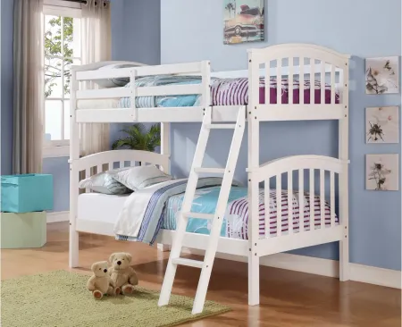 Columbia Twin Over Twin Bunk Bed in White by Donco Trading