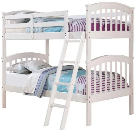 Columbia Twin Over Twin Bunk Bed in White by Donco Trading
