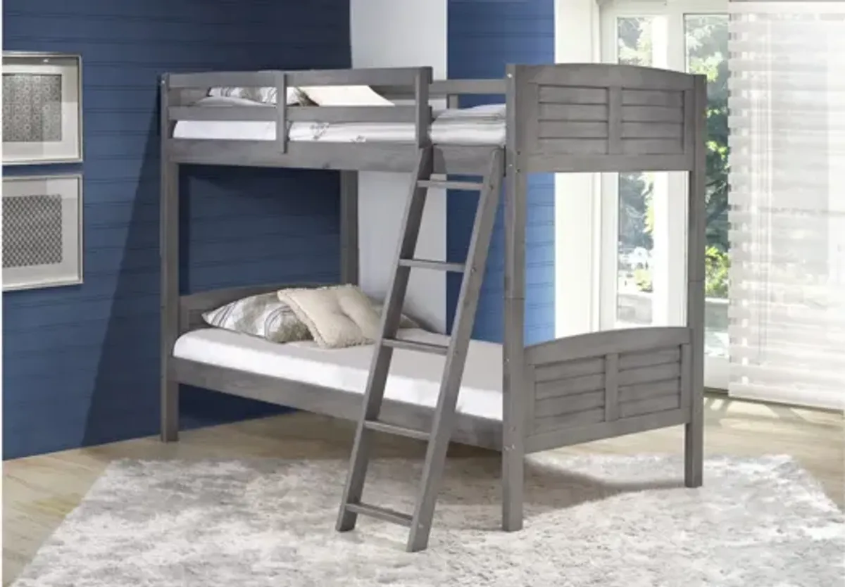 Louver Bunk Bed in Antique Gray by Donco Trading