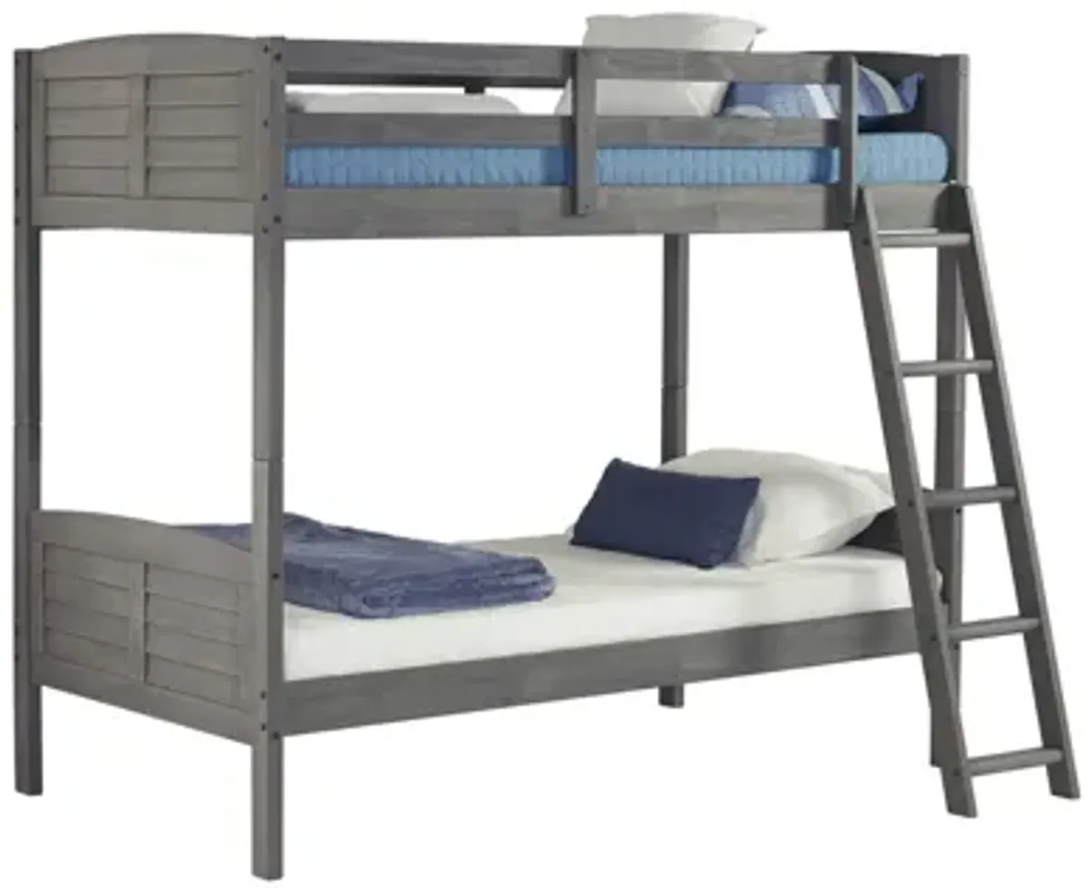 Louver Bunk Bed in Antique Gray by Donco Trading