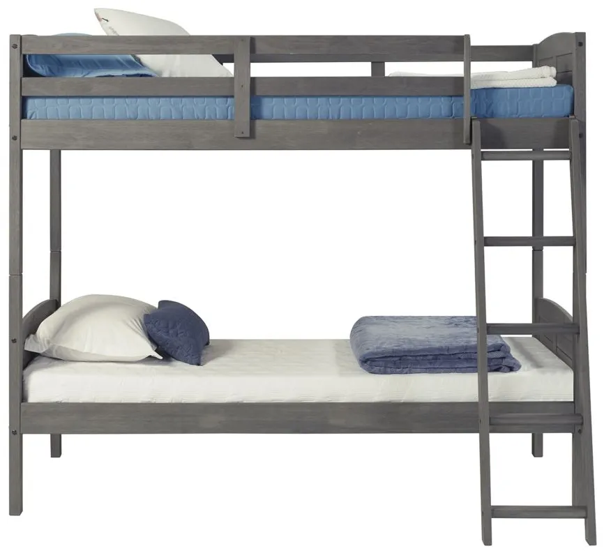 Louver Twin Over Full Bunk Bed in Antique Gray by Donco Trading