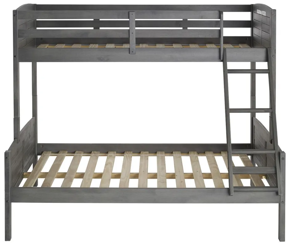Louver Twin Over Full Bunk Bed in Antique Gray by Donco Trading