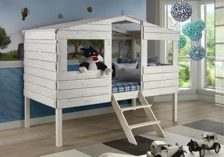 Beach House Tree Low Loft Bed in Rustic Sand by Donco Trading