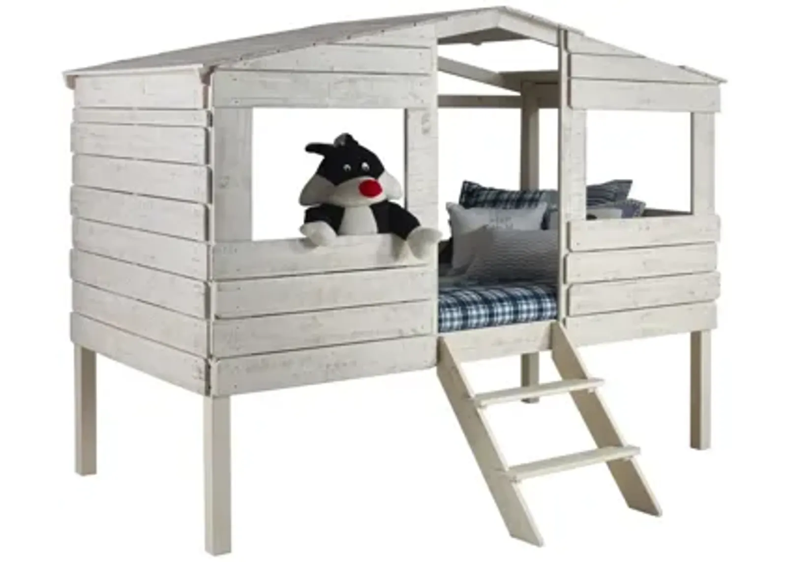 Beach House Tree Low Loft Bed in Rustic Sand by Donco Trading