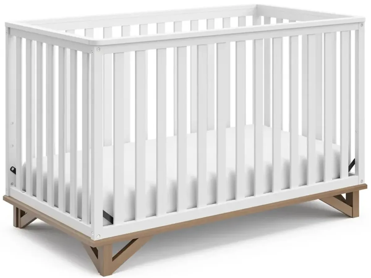 Storkcraft Santa Monica 5-in-1 Convertible Crib in White/Vintage Driftwood by Bellanest