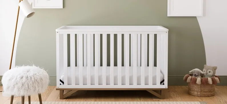 Storkcraft Santa Monica 5-in-1 Convertible Crib in White/Vintage Driftwood by Bellanest