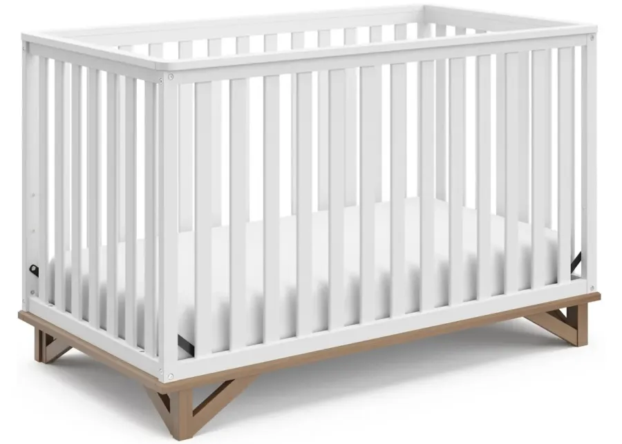 Storkcraft Santa Monica 5-in-1 Convertible Crib in White/Vintage Driftwood by Bellanest