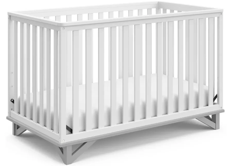 Storkcraft Santa Monica 5-in-1 Convertible Crib in White/Pebble Gray by Bellanest