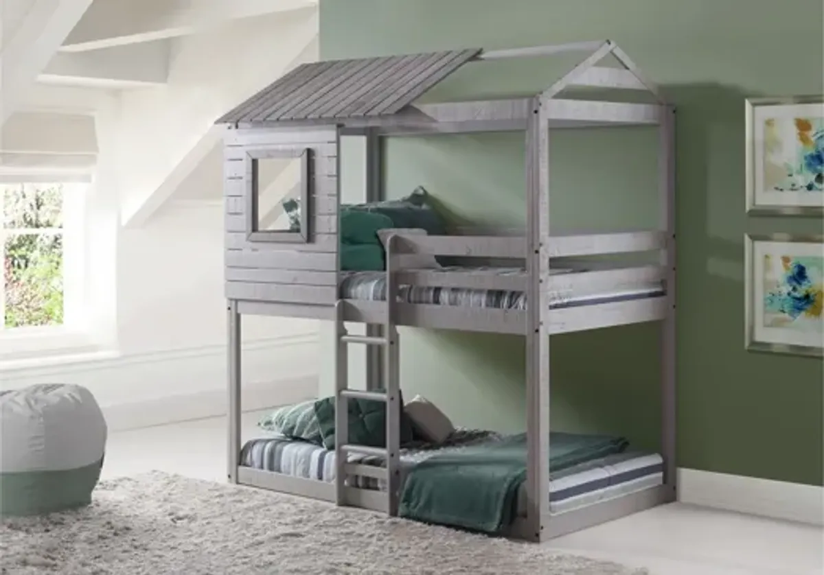 Deer Blind Bunk Bed in Rustic Gray by Donco Trading