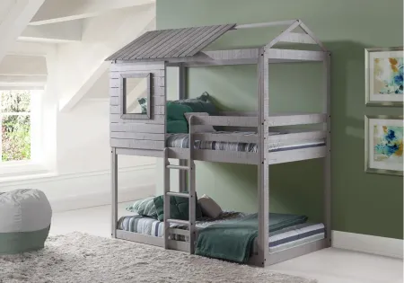 Deer Blind Twin Over Twin Bunk Bed in Rustic Gray by Donco Trading