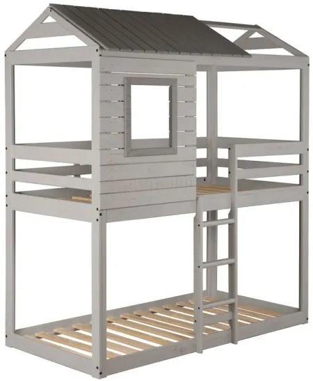 Deer Blind Twin Over Twin Bunk Bed in Rustic Gray by Donco Trading