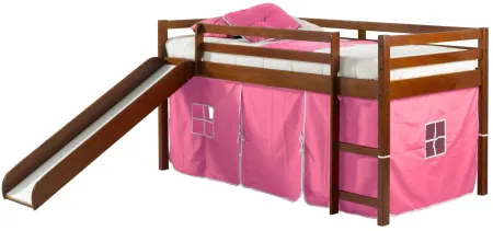 Tent Low Loft Bed with Slide & Tent Kit in Espresso by Donco Trading