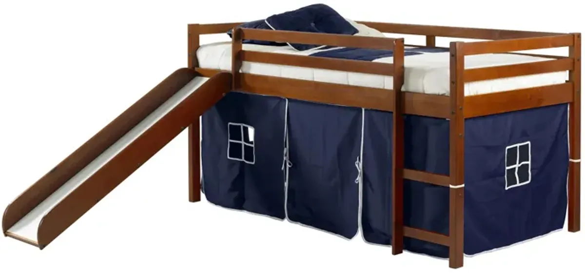 Tent Low Loft Bed with Slide & Tent Kit