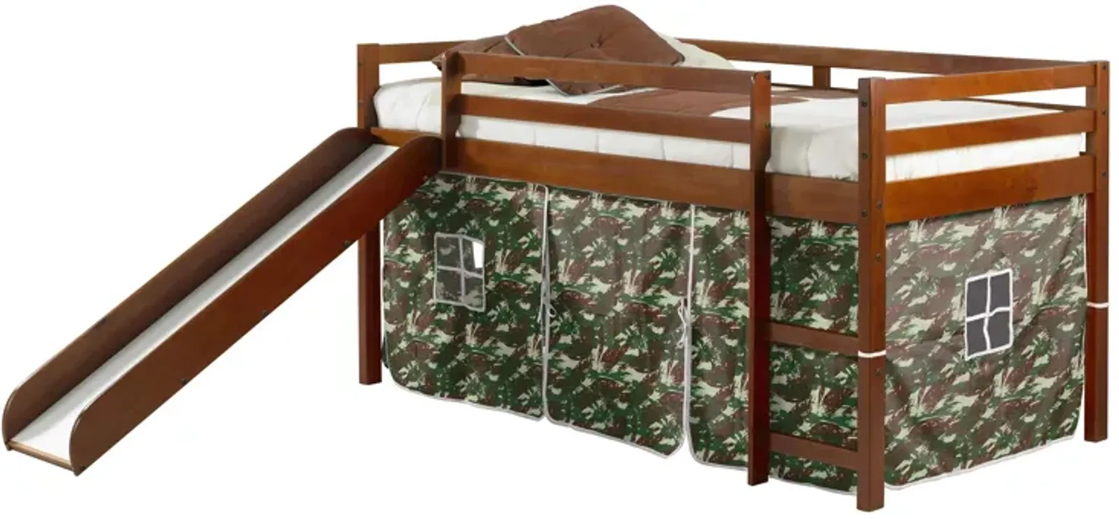 Tent Low Loft Bed with Slide & Tent Kit