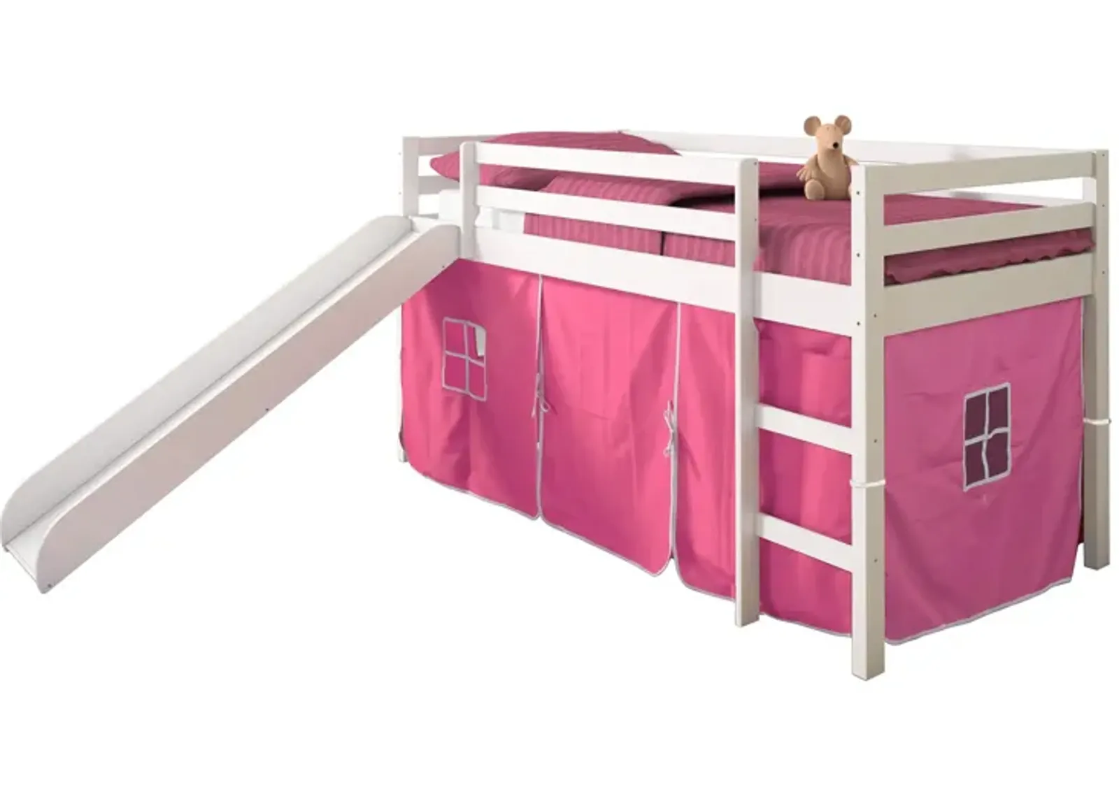 Tent Low Loft Bed with Slide & Tent Kit