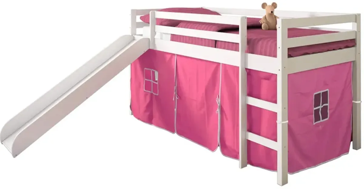 Tent Low Loft Bed with Slide & Tent Kit