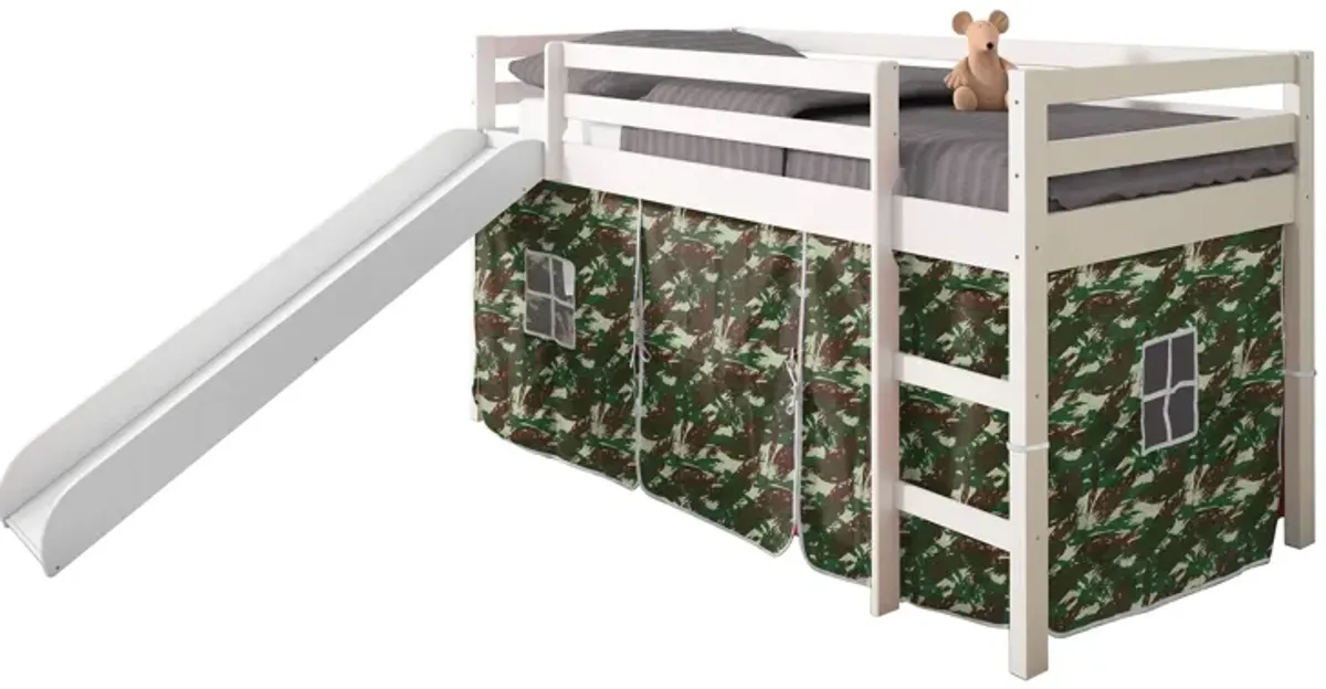 Tent Low Loft Bed with Slide & Tent Kit