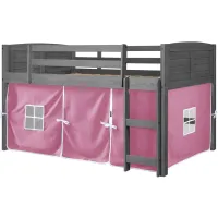 Louver Tent Loft Bed in Gray;Pink by Donco Trading